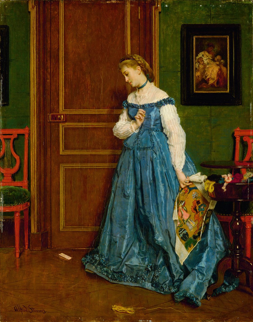 Epäröinti Madame Monteaux, n. 1867. tekijältä Alfred Emile Stevens