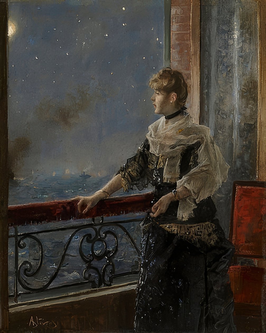 Moonlight (Kuun kirkas). Noin 1885 tekijältä Alfred Emile Stevens