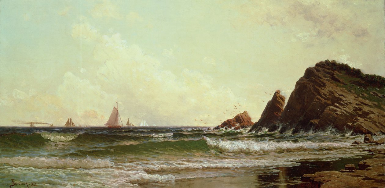 Cliffs at Cape Elizabeth, Portland Harbour, Maine, 1882 tekijältä Alfred Thompson Bricher