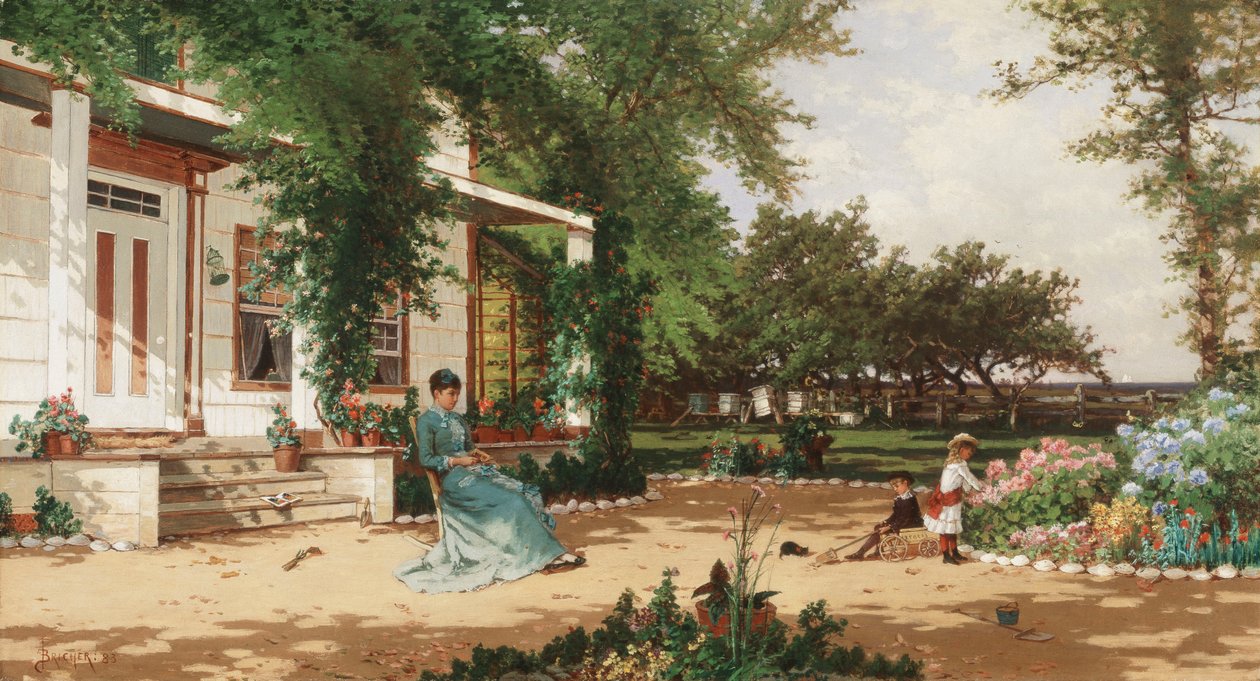 Naapuripuutarhassa 1883 tekijältä Alfred Thompson Bricher