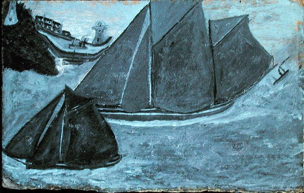 Veneet satamasta (öljy kortille asetettu alukseen) tekijältä Alfred Wallis