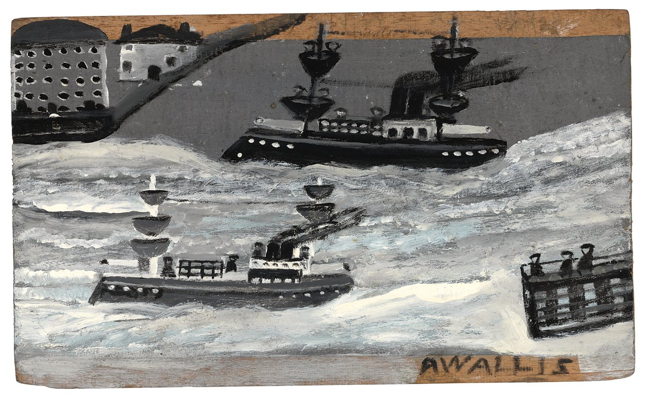 Tykkiveneet sota-aikana, noin 1855-1942 (öljy paneelille) tekijältä Alfred Wallis