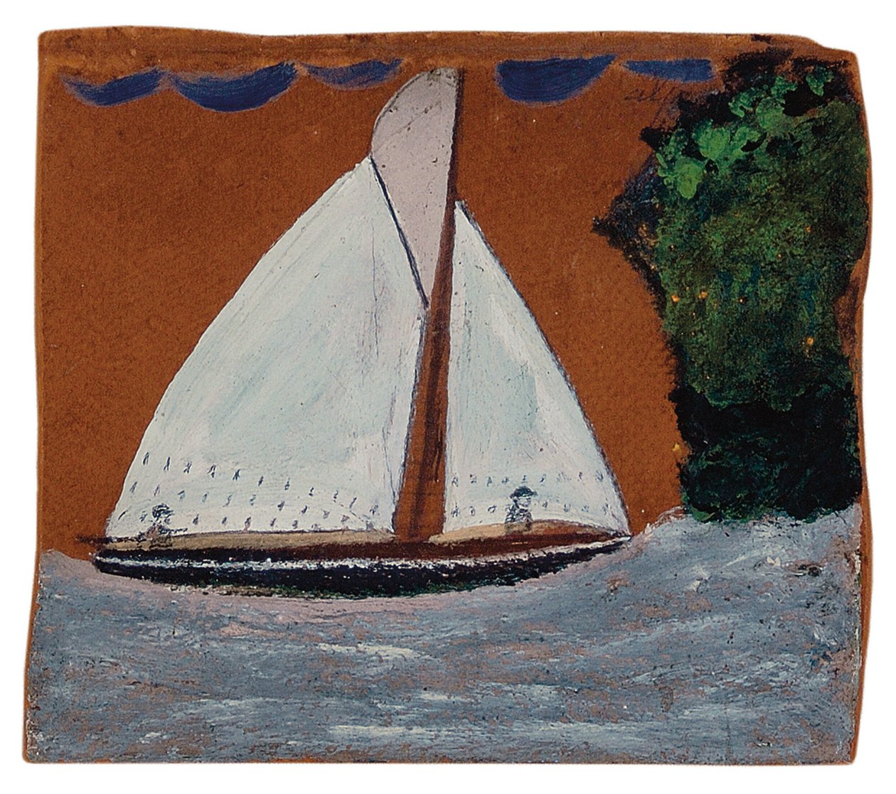 Purjevene ruskealla taivaalla tekijältä Alfred Wallis