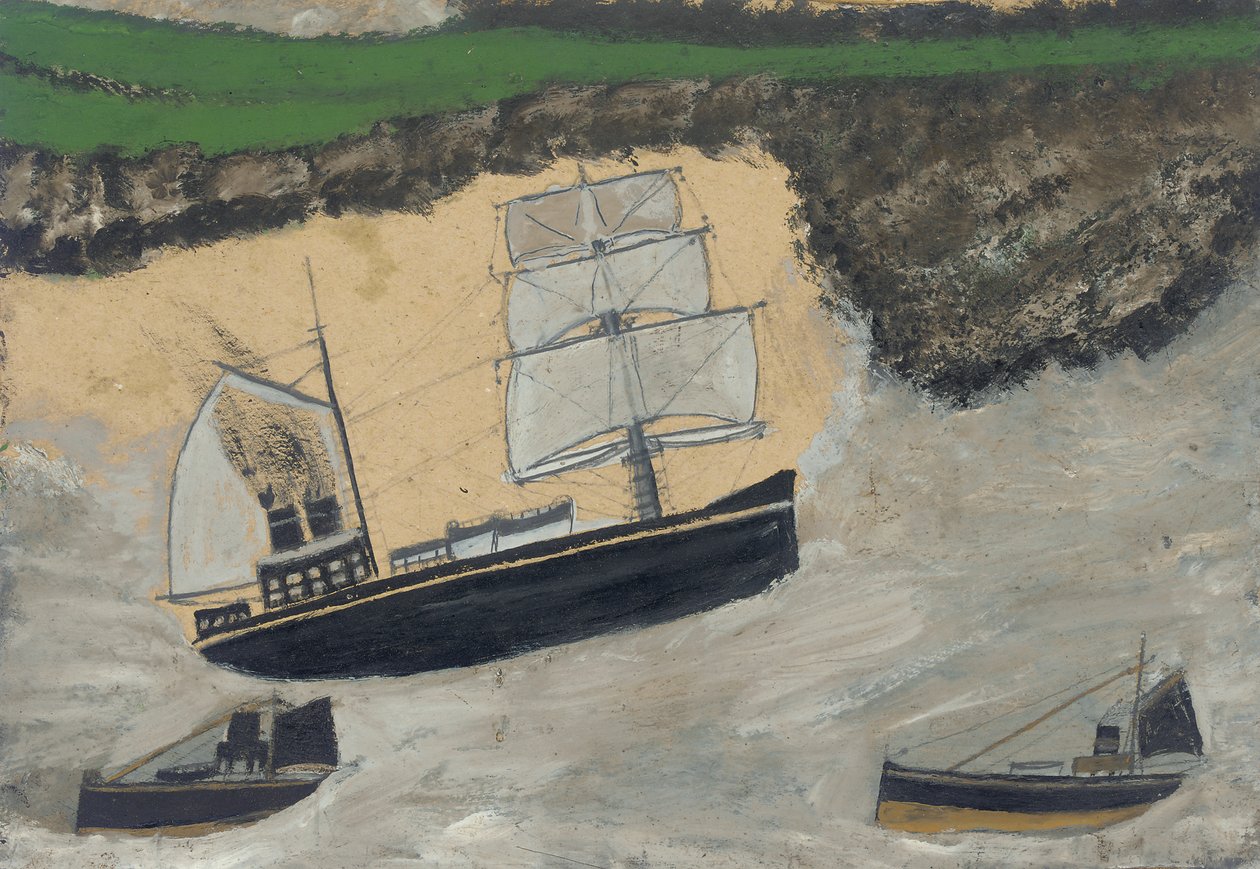 Kolme höyrylaivaa (öljyä ja kynä laivalla) tekijältä Alfred Wallis