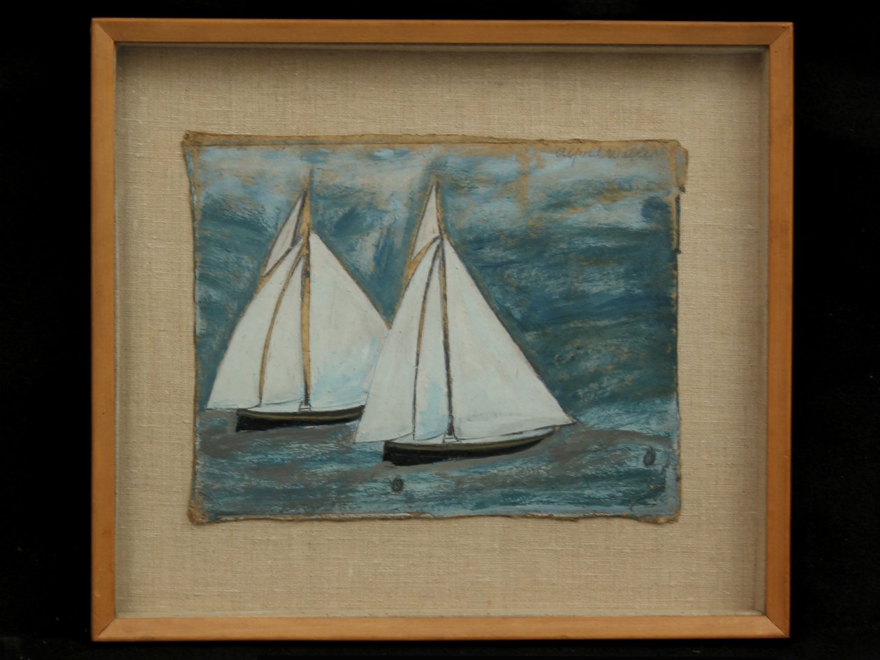 Kaksi purjevenettä, n. 1930 tekijältä Alfred Wallis