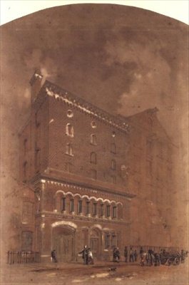 Arkkitehtipiirustus varastolle tekijältä Alfred Waterhouse