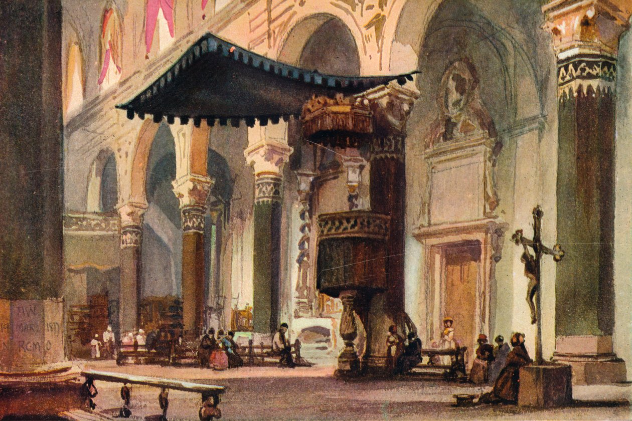 Katedraalin sisustus, San Remo, n. 1870 tekijältä Alfred Waterhouse