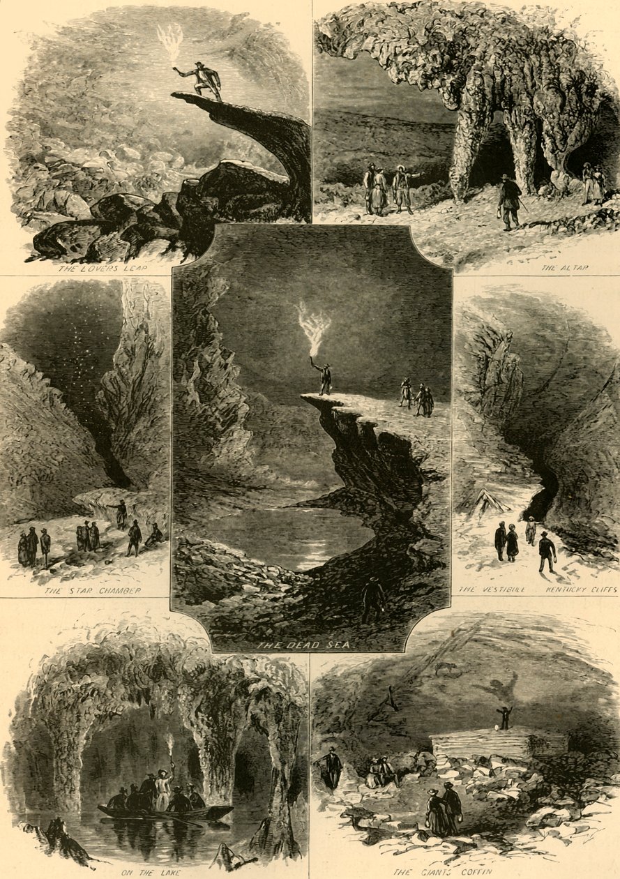 "Scenes in Mammoth Cave", 1874. tekijältä Alfred Rudolph Waud