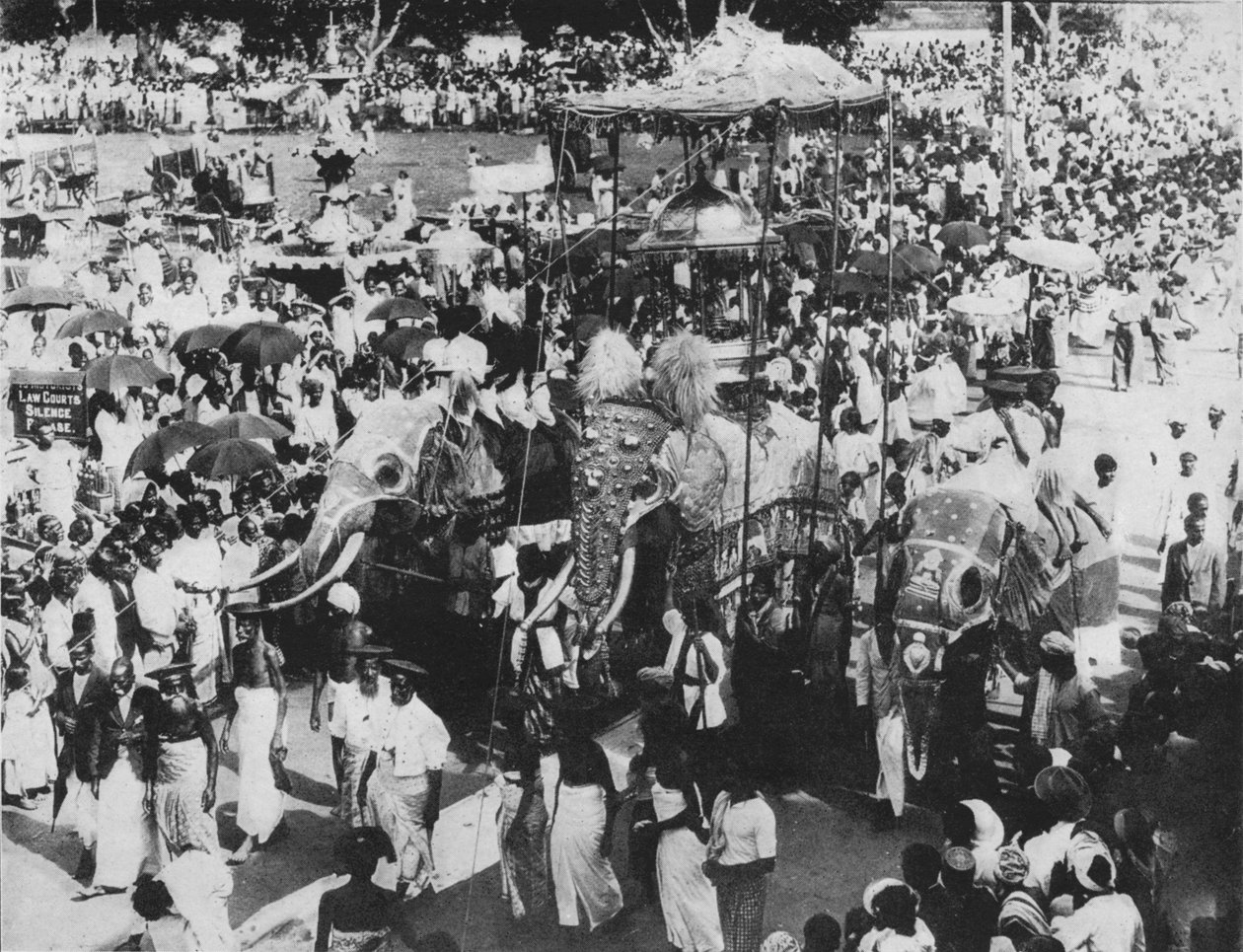 Pyhä norsu Perahera-kulkueessa, Kandy, Ceylon, c1890, 1910 tekijältä Alfred William Amandus Plate