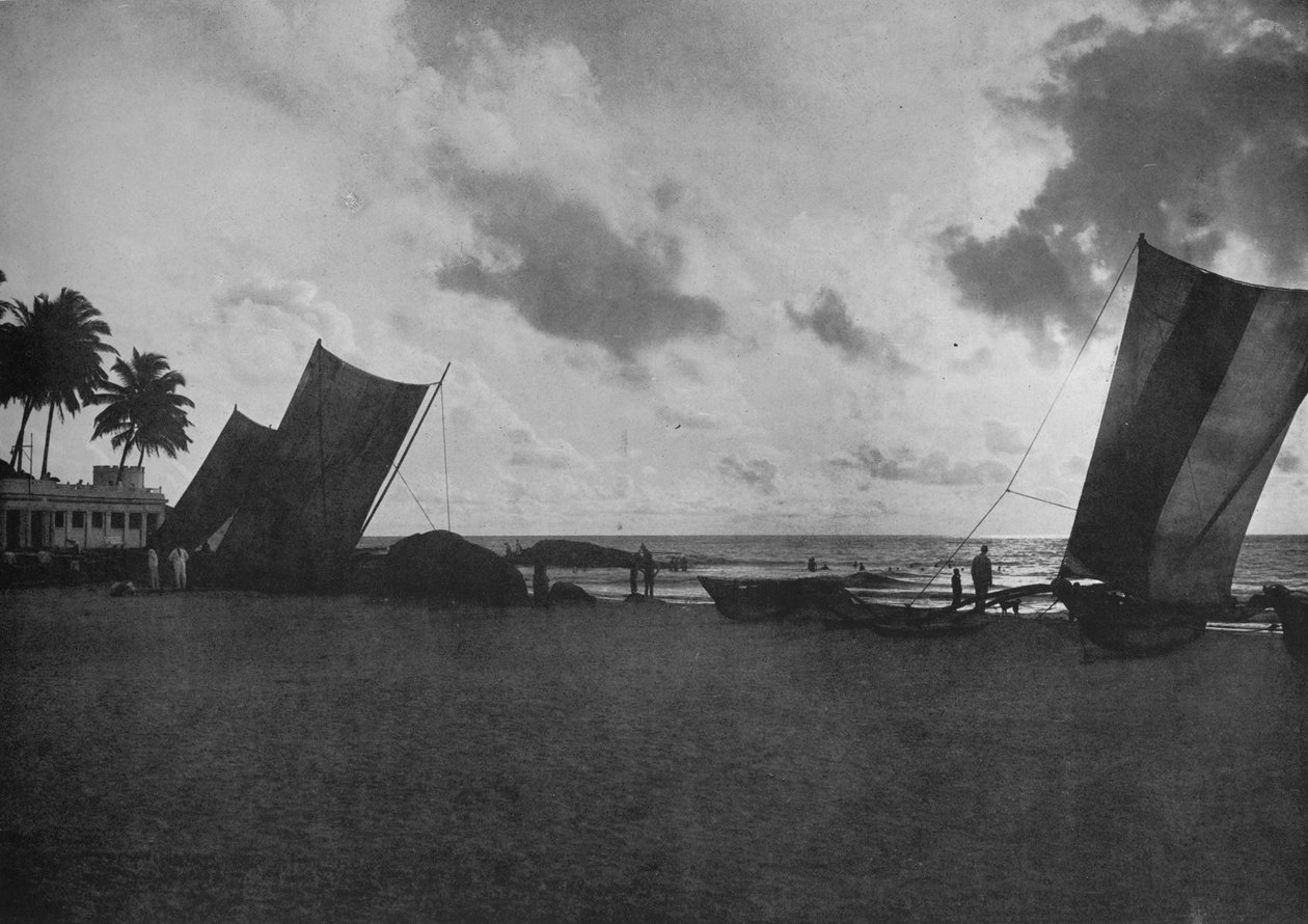 Auringonlasku, Mount Lavinia Sea Shore, c1890, 1910 tekijältä Alfred William Amandus Plate