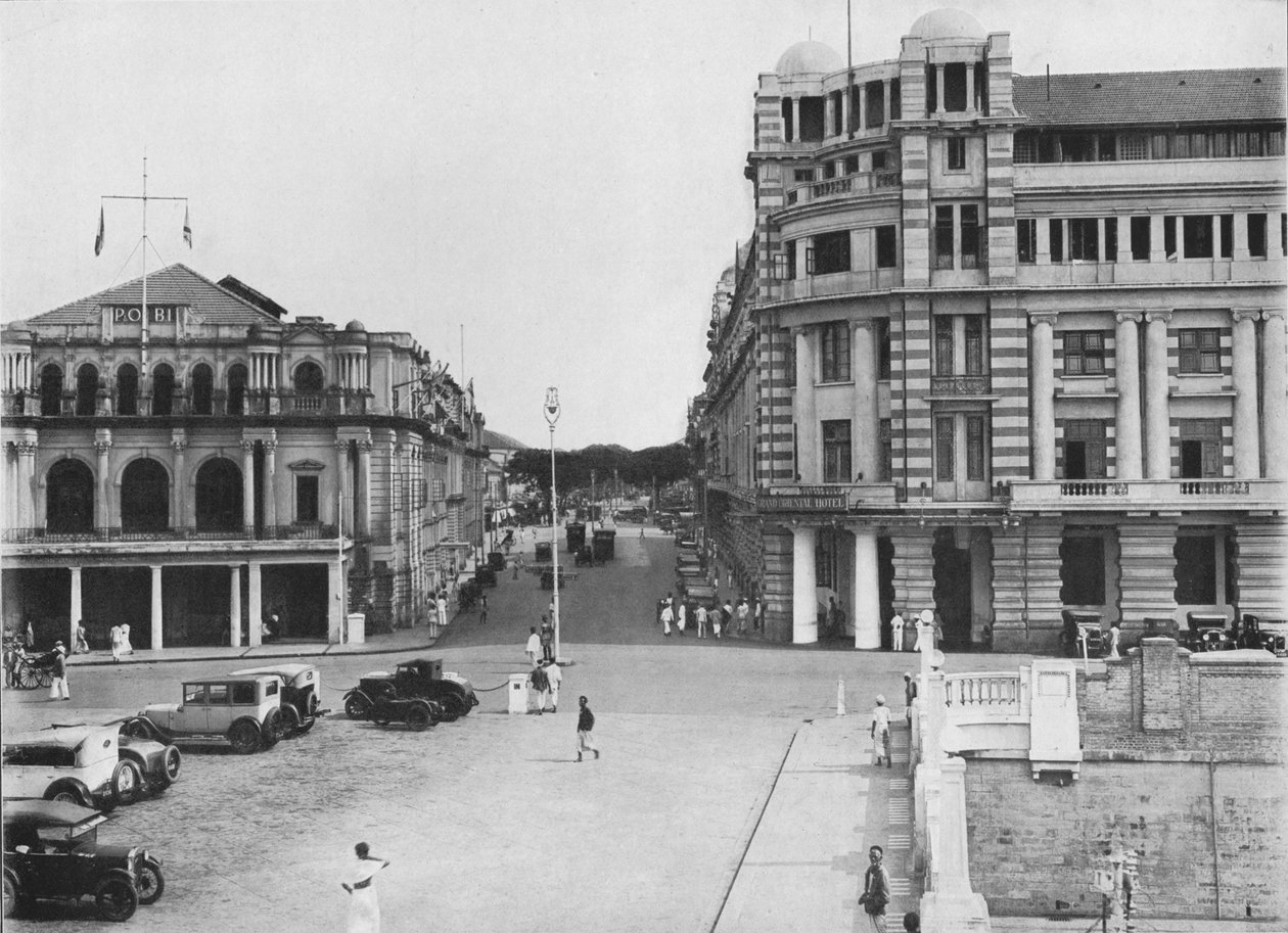 The Grand Oriental Hotel and P. & O. Building, Ceylon, n. 1890, 1910 tekijältä Alfred William Amandus Plate