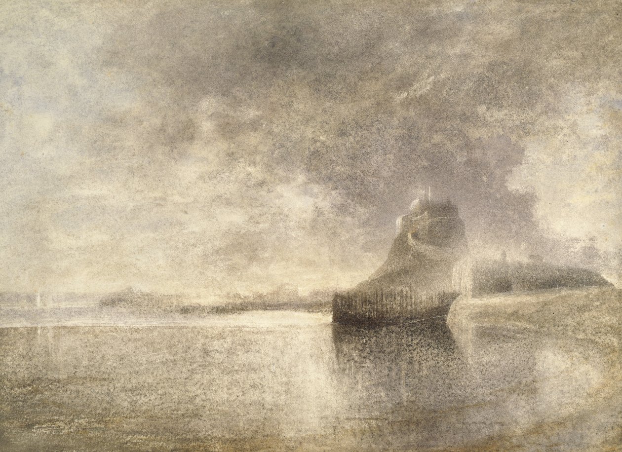 Holy Islandin linna, Northumbria, noin 1882-3 (vesiväri paperille). tekijältä Alfred William Hunt