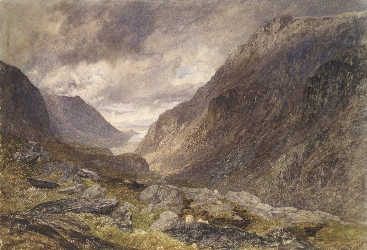 Llanberisin sola, n. 1853 (akvarelli paperille) tekijältä Alfred William Hunt
