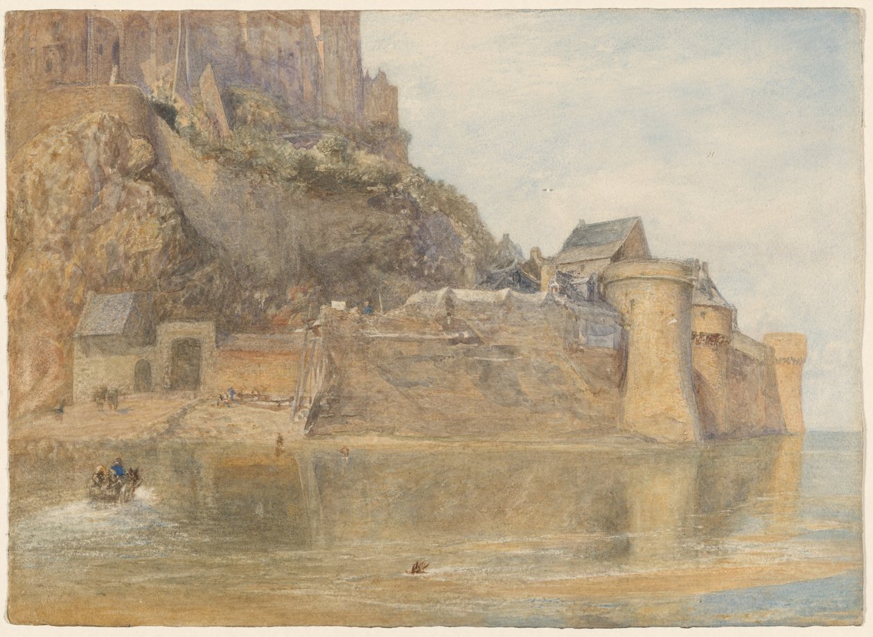 Linnoitusmuurit, Mont-Saint-Michel, Ranska tekijältä Alfred William Hunt