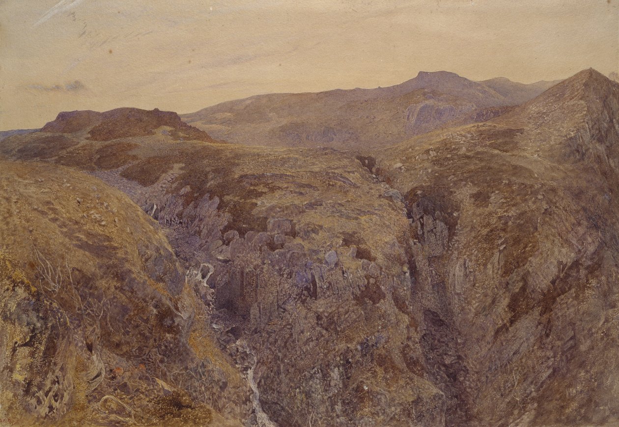 Walesin maisema, 1858 (akvarelli paperille) tekijältä Alfred William Hunt