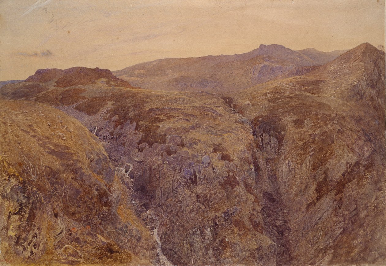 Walesin maisema, 1858 tekijältä Alfred William Hunt