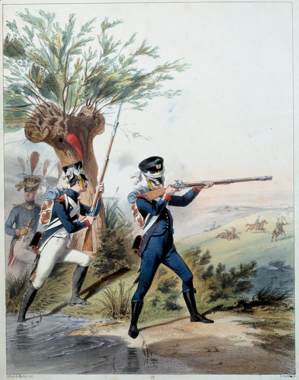Napoleonin armeija: Keisarillinen kaarti. Kaiverrus Alfred De Marbot (1800-luku) 1809. Malmaison, Linnamuseo. tekijältä Alfred de (after) Marbot