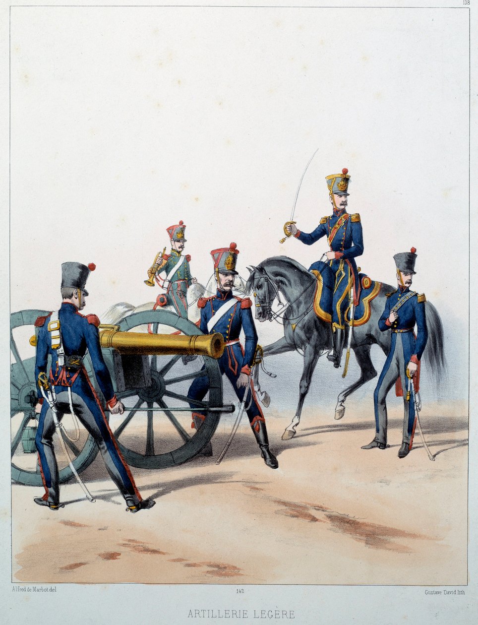 Napoleonin Armee: Kevyttykistö. Kaiverrus Alfred De Marbot (1800-luku) 1812. Malmaison, Musee Du Chateau. tekijältä Alfred de (after) Marbot