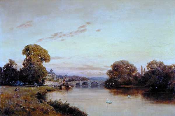 Richmond on the Thames (öljy paneelille) tekijältä Alfred de Breanski