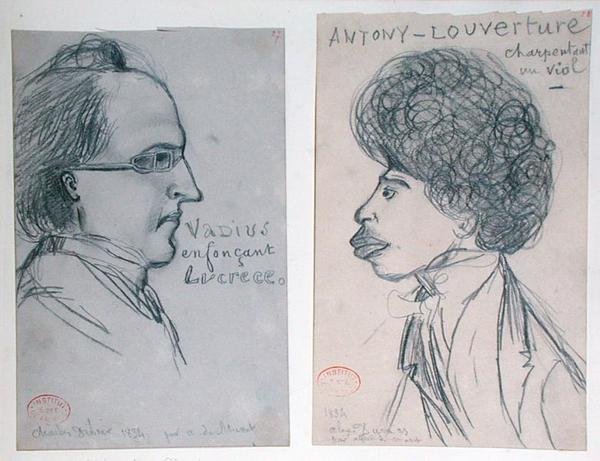 Charles Nodierin (1780-1844) tai Gustave Planchen (1808-57) ja Alexandre Dumas Peren (1802-70) muotokuvat. tekijältä Alfred de Musset