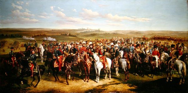Prinssi Albertin (1819-61) vierailu keisari Napoleon III:n (1808-73) luo Boulognen lähellä 8. syyskuuta 1854 (öljy kankaalle) tekijältä Alfred de Prades