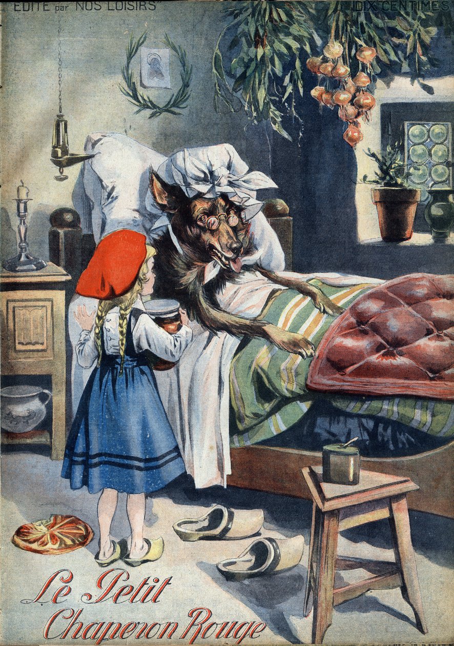 Pieni Punahilkka. Kansantaru. Kuva Vaccarista ja Carreystä "" Les beaux tales"" -kokoelmassa "" Nos loisirs""" noin 1910. Yksityinen kokoelma. tekijältä Alfredo and Carrey Vaccari