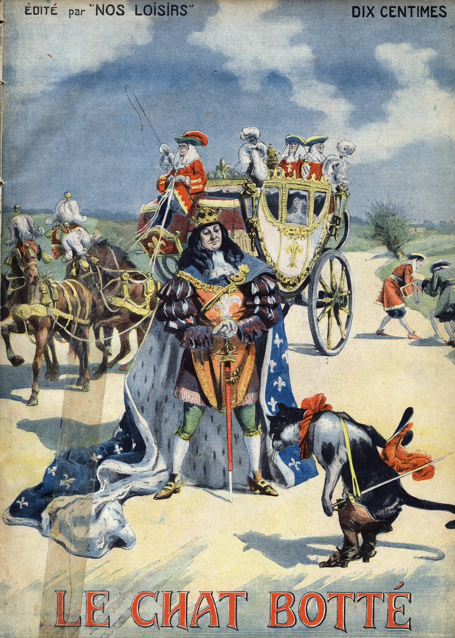 Boot Cat. Kansantaru. Kuva Vaccarista ja Carreystä "" Les beaux tales"" -kokoelmassa "" Nos loisirs""" noin 1910. Yksityinen kokoelma. tekijältä Alfredo and Carrey Vaccari
