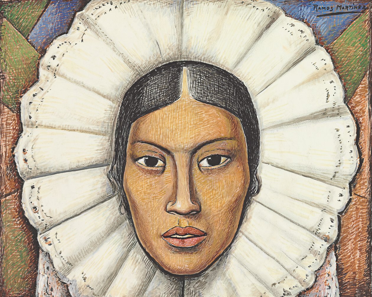 Tehuana, n. 1930 (guassi ja värikynä paperilla) tekijältä Alfredo Ramos Martinez