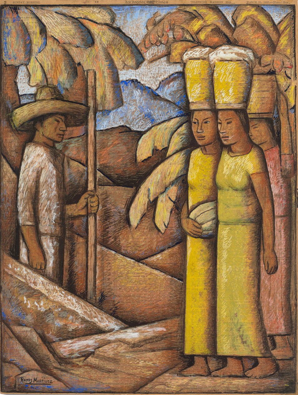 The Tamales Sellers, n.1937 (tempera paperilla) tekijältä Alfredo Ramos Martinez