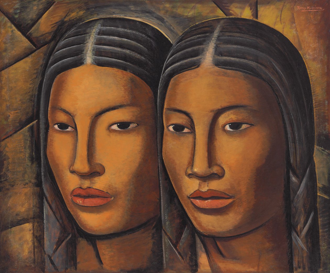 Kaksoset; Las Gemelas, n. 1930 (öljy kankaalle) tekijältä Alfredo Ramos Martinez