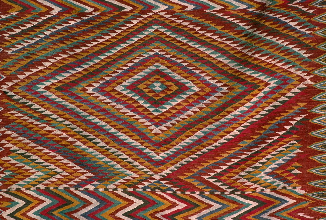 Matto Mzabin laaksosta, yksityiskohta (villaa) tekijältä Algerian School