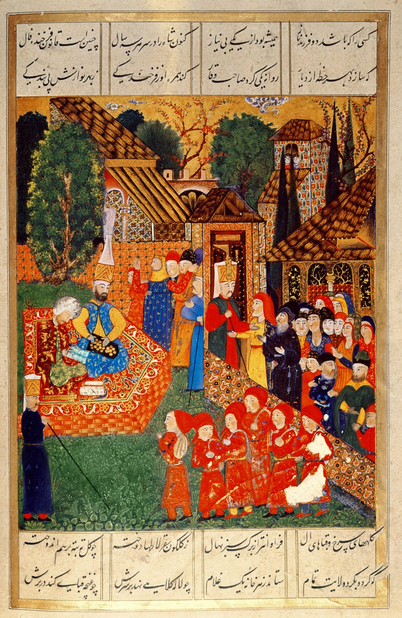 Janissaarin upseeri, joka värvää devsirmeä sulttaani Suleyman I:lle (1495-1566), "Suleymannamesta" (Mss Hazine. 1517 f.31v) tekijältä Ali Amir Beg