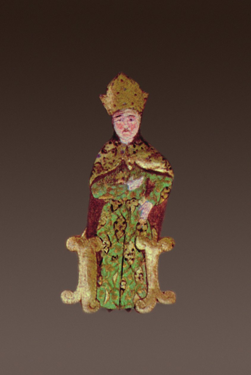 Unkarin kuningas Lajos II 1506-26 neuvostossa ennen Mohacin taistelua vuonna 1526, 1558 muste ja kultalehti vellumyksityiskohta 290004 tekijältä Ali Amir Beg