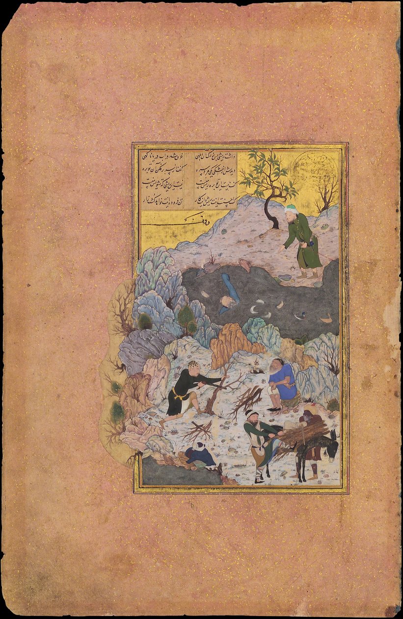 Anekdootti miehestä, joka putosi veteen, Folio 44r vuodelta A.H. 892A.D. 1487. tekijältä Ali Mashhadi