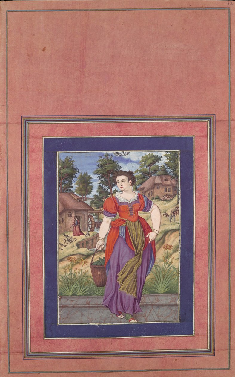 Kesä, sarjasta Four Seasons, Folio Davis-albumista, n. 1660-70. tekijältä Ali Quli Jabbadar