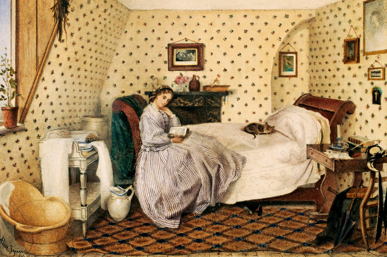 The Governess, 1861 (wc kynällä ja musteella kynällä paperilla) tekijältä Alice Squire