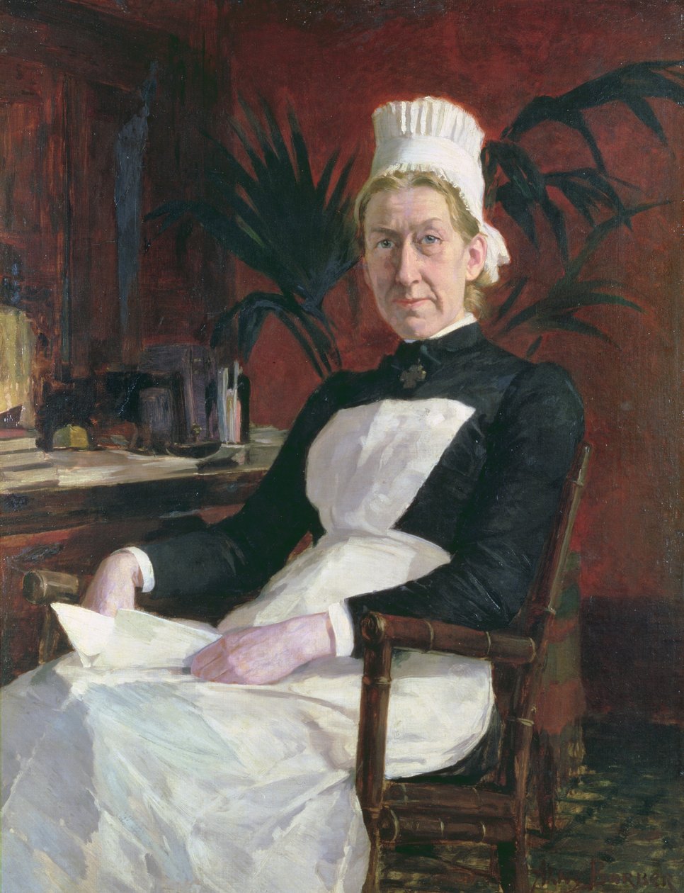Alice Fisher, päähoitaja (öljy kankaalle) tekijältä Alice Barber Stephens