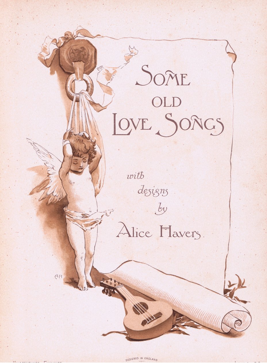 Nimiölehti, teoksesta Some Old Love Songs, jonka on toimittanut Hildesheimer & Faulkner, 1892. tekijältä Alice Havers
