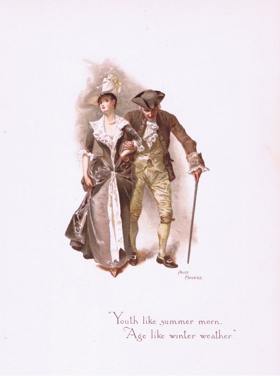 Nuoruus kuin kesäaamu, kappaleesta Joitakin vanhoja rakkauslauluja, julkaissut Hildesheimer & Faulkner, 1892. tekijältä Alice Havers