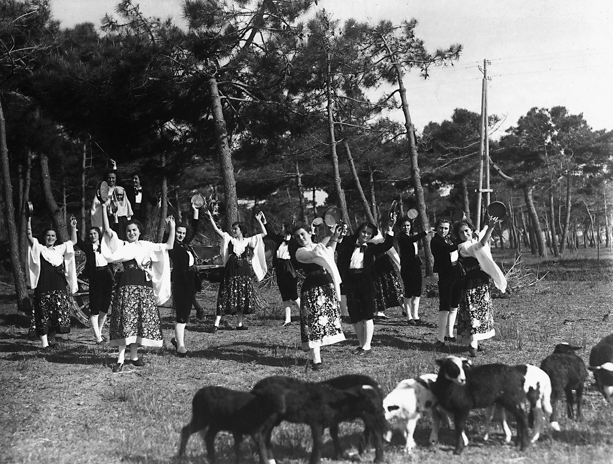 Villa Rosa Maltoni Mussolini: ryhmä nuoria, jotka pukeutuvat perinteisiin napolilaisasuihin (m/w kuva) tekijältä Fratelli Alinari