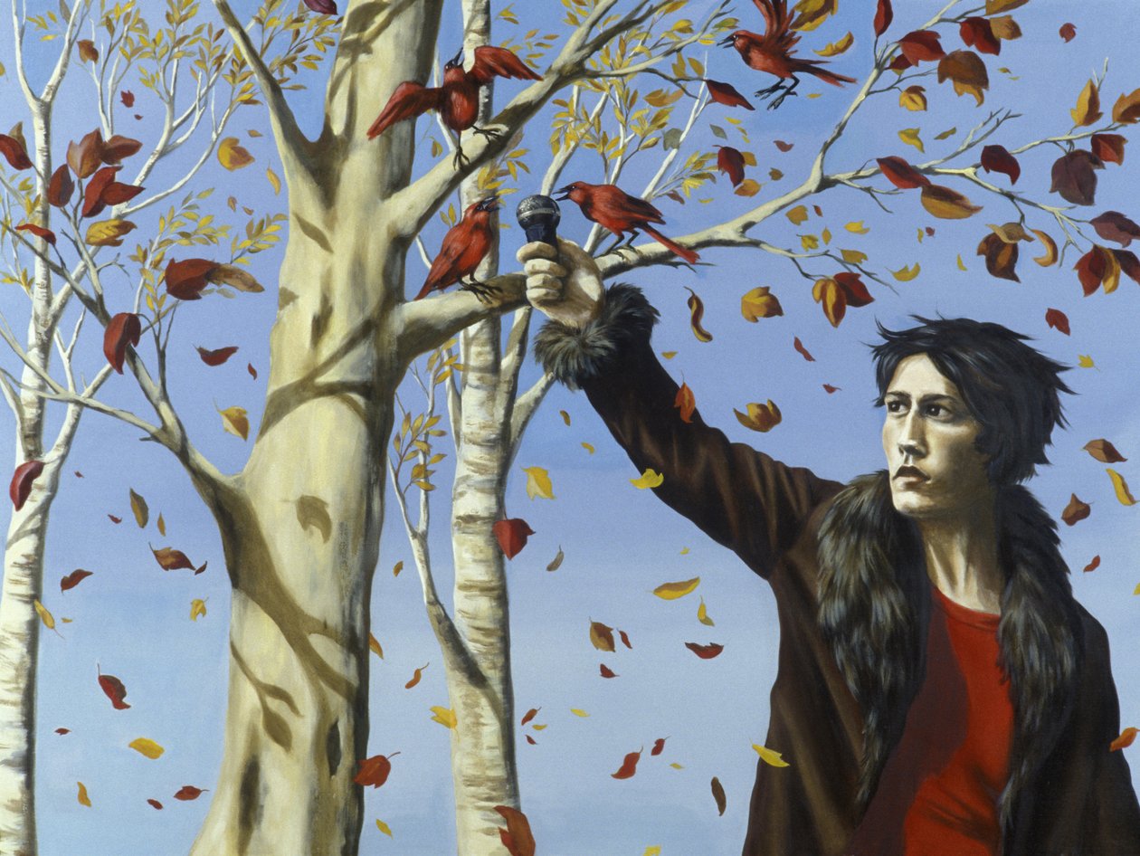 Linnut puutarhassamme (akryyli ja öljy kankaalle) tekijältä Alix Contemporary Artist Soubiran Hall