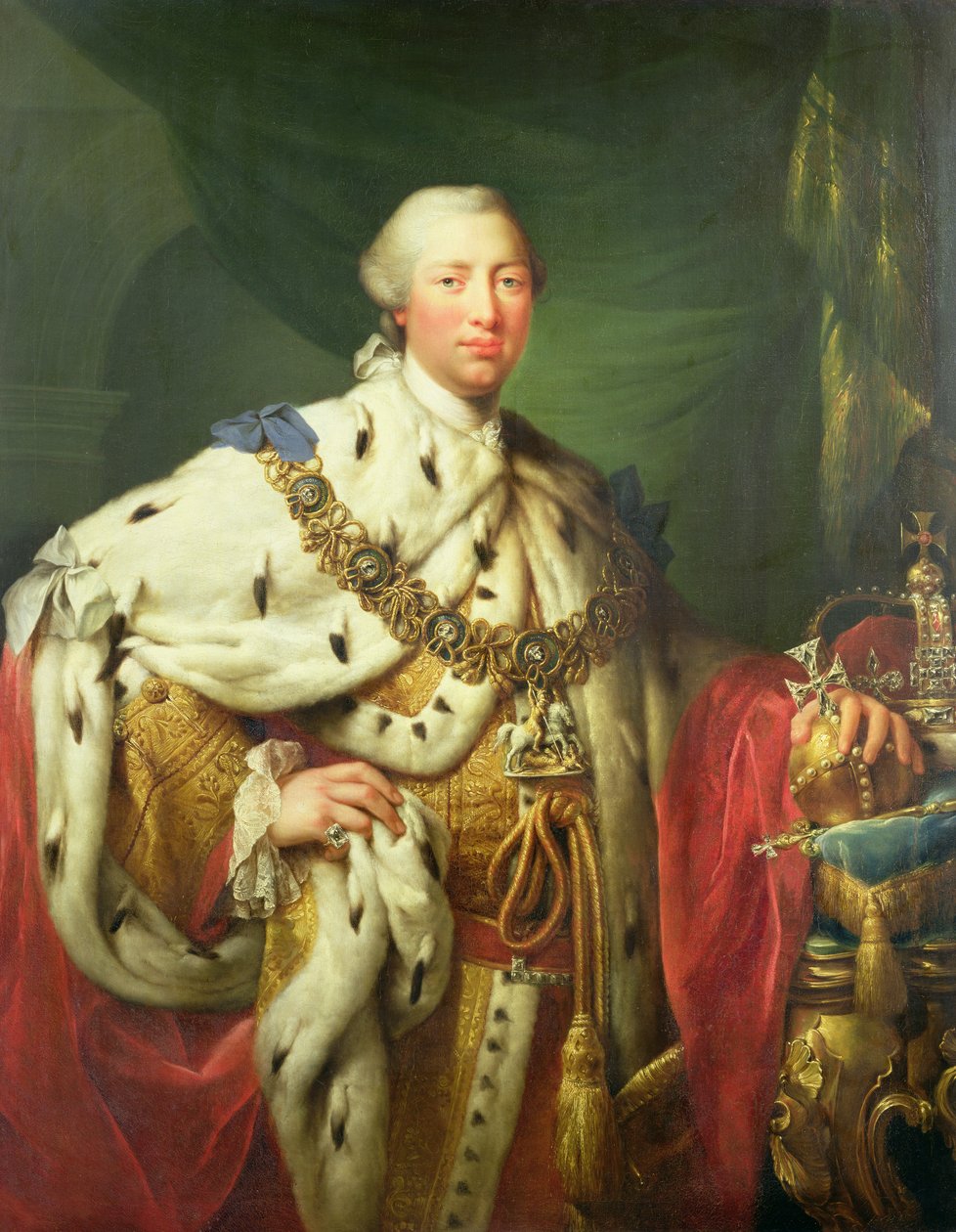 Yrjö III:n muotokuva hänen kruunausvaatteissaan, n. 1760 tekijältä Allan Ramsay
