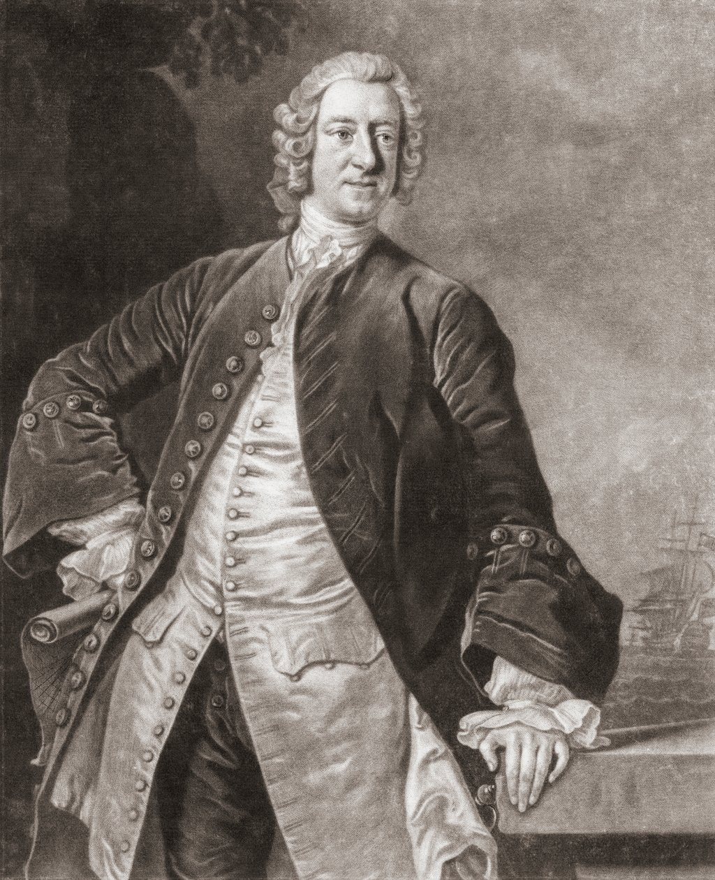 Amiraali Edward Boscawen. Muotokuva. tekijältä Allan (after) Ramsay