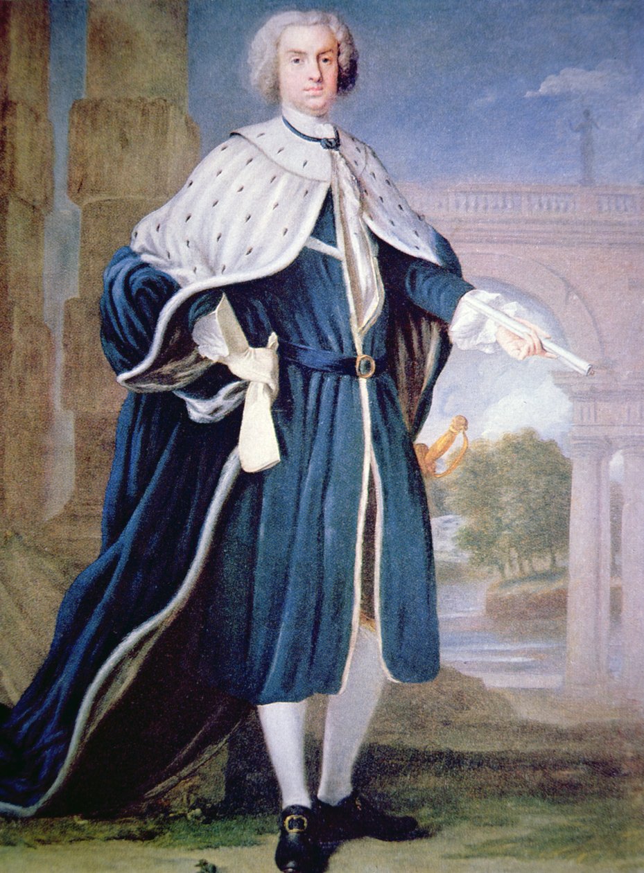 Charles Calvertin muotokuva (värinen lito) tekijältä Allan (after) Ramsay
