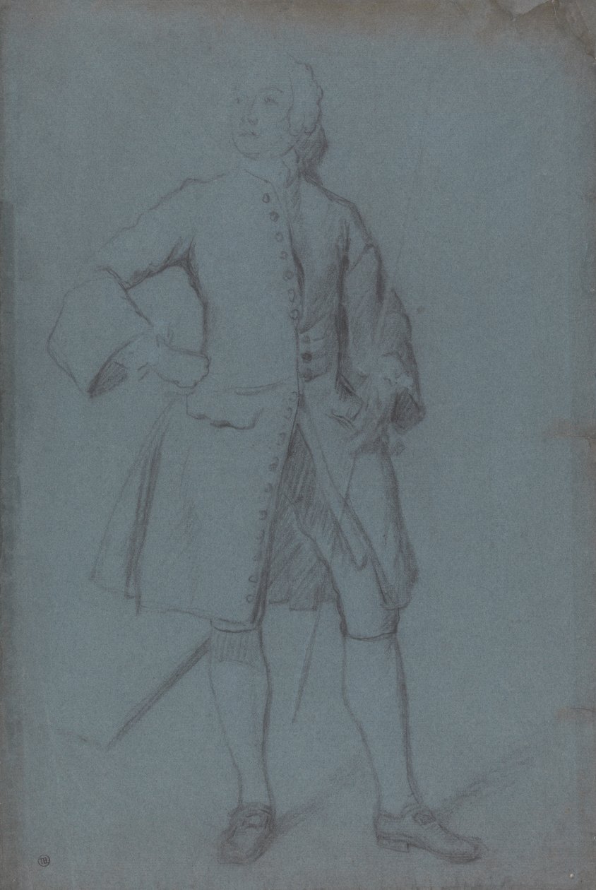 Mies seisoo pitelee sauvaa vasemmassa kädessään, täyspitkä tekijältä Allan Ramsay