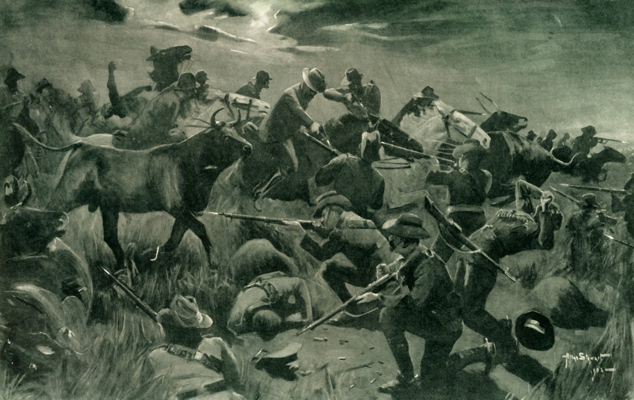 "Uusiseelantilaisten loistava puolustus Holspruitissa, 25. helmikuuta 1902", 1902. tekijältä Allan Stewart