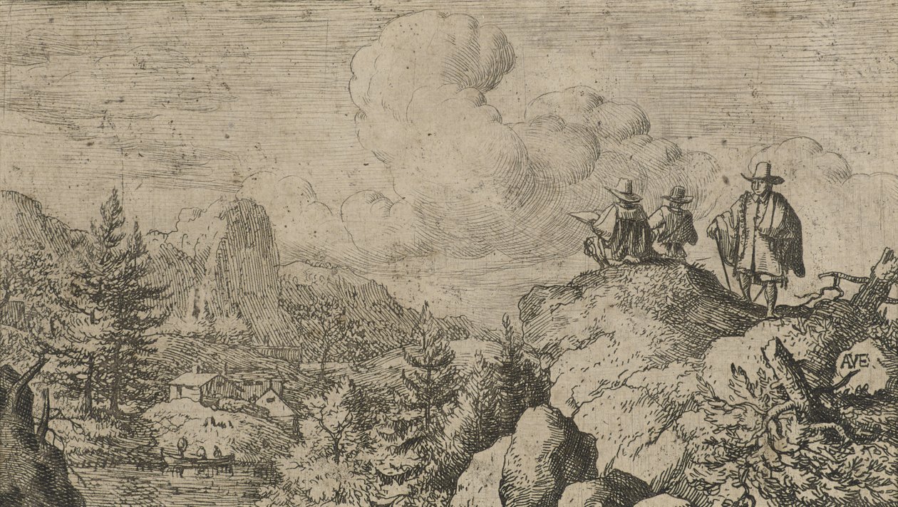 Piirtäjät, n. 1644 (etsaus paperille) tekijältä Allart van Everdingen