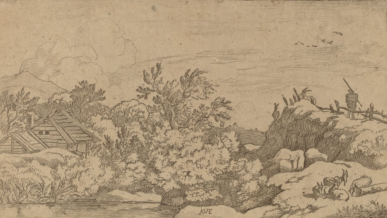 Vuohilauma kukkulalla, luultavasti n. 16451656. tekijältä Allart van Everdingen