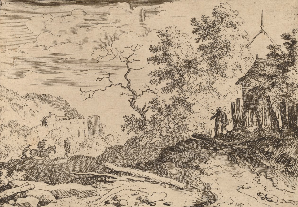 Kota aidan jäännöksillä, luultavasti n. 16451656. tekijältä Allart van Everdingen