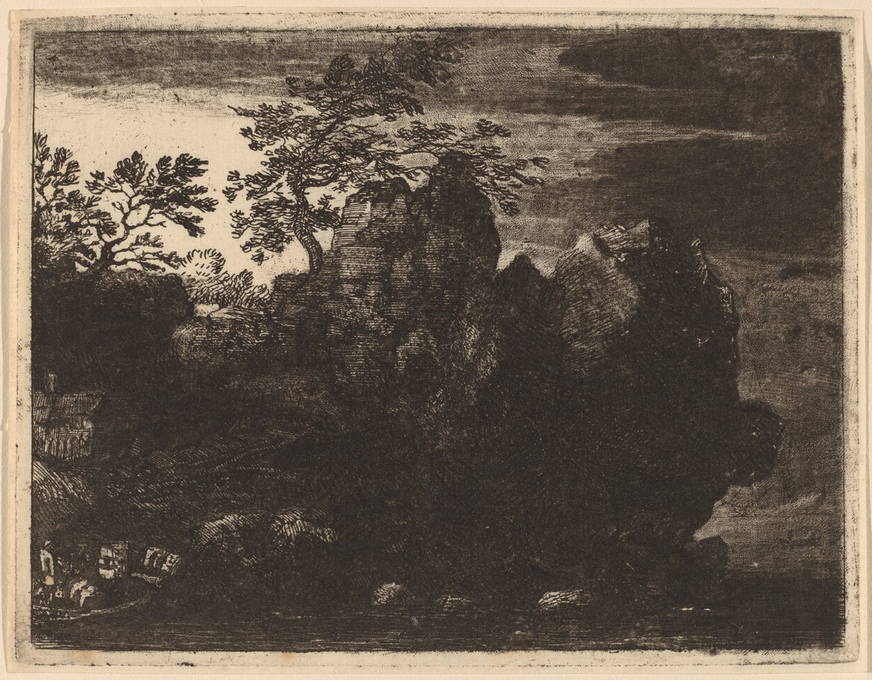Suuri kivi joella, luultavasti n. 16451656. tekijältä Allart van Everdingen